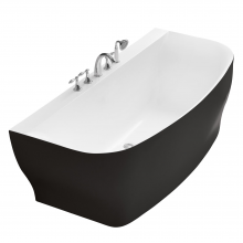 Акриловая ванна BelBagno BB74-NERO-W0 165х78 без перелива белый/черный